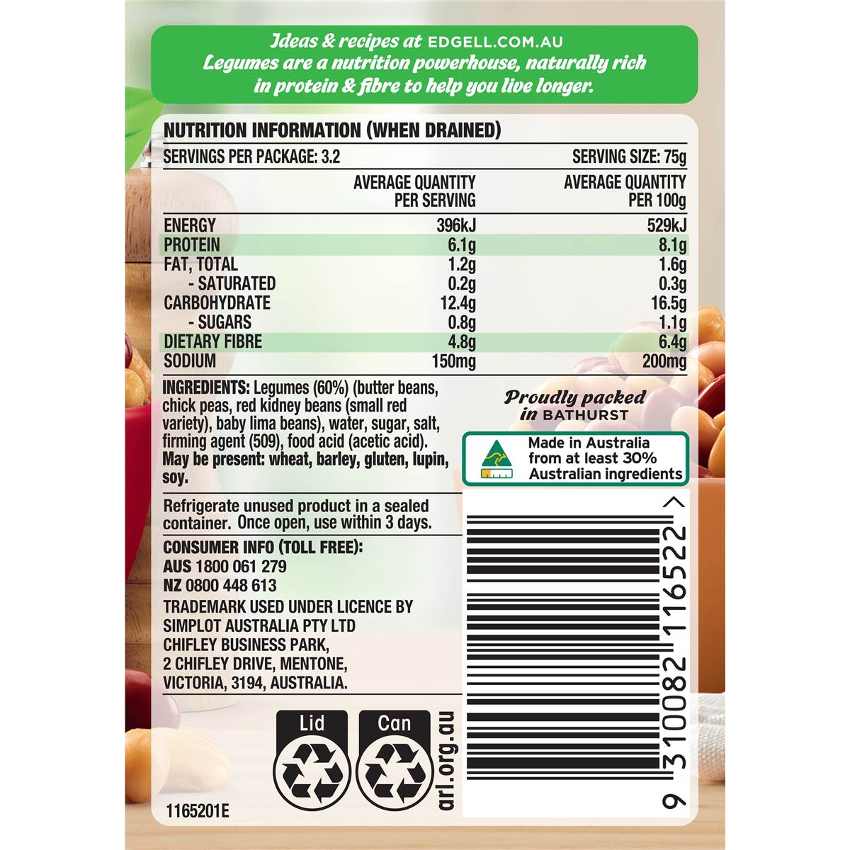 Edgell Four Bean Mix Picked & Soaked Canned Legumes 400g Woolworths