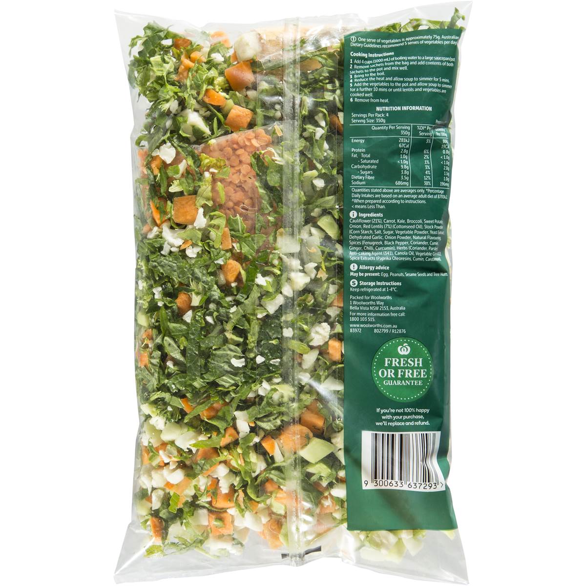 Woolworths Simply Simmer Cauliflower & Vege With Lentils Soup Kit Min