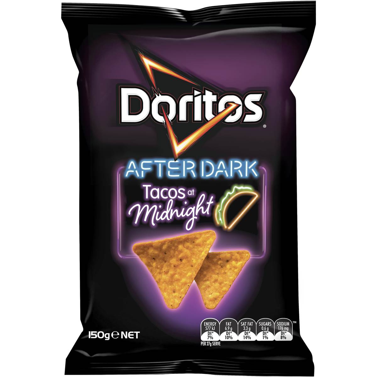 Doritos Corn Chips Taco At Midnighgt 150g | Woolworths