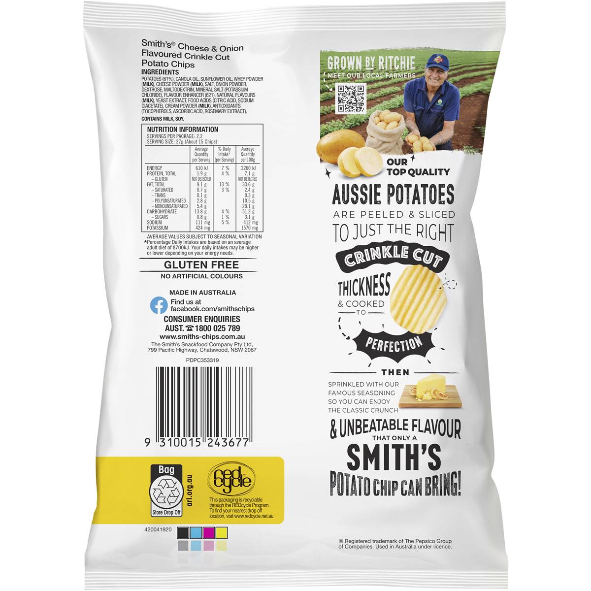 3x Smiths Chips Cheese & Onion 60g 9310015243677 eBay