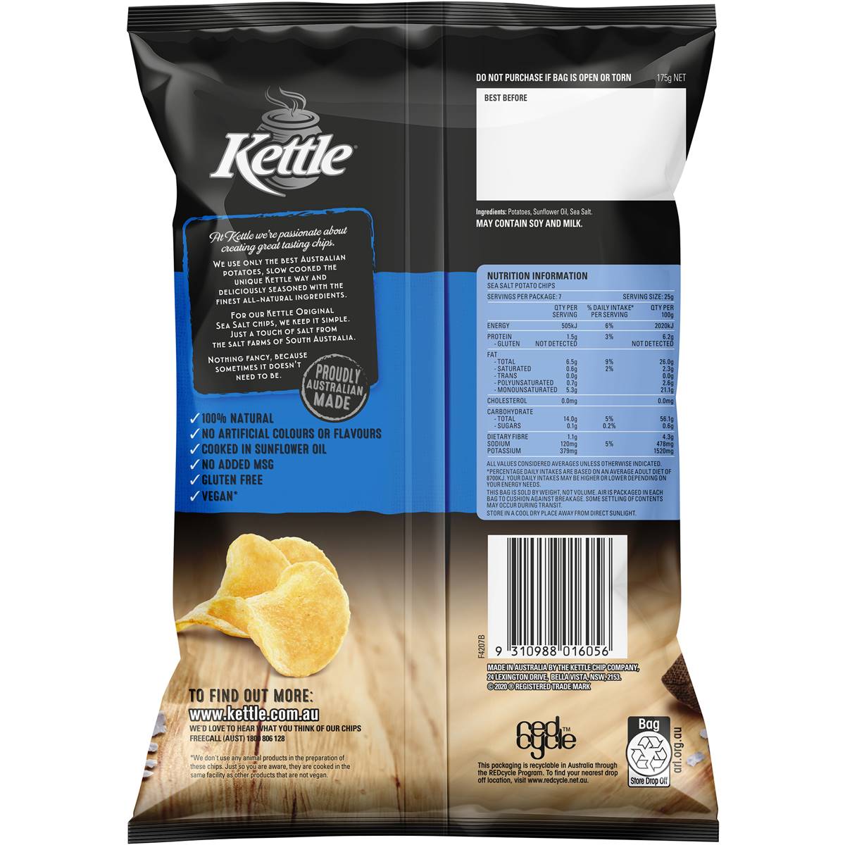 Kettle Original Sea Salt Chips 175g Woolworths