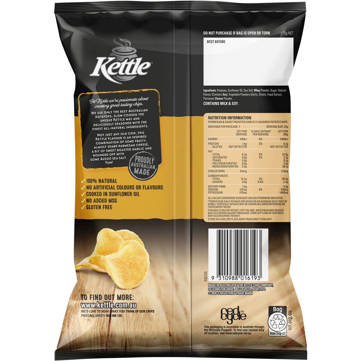 Kettle Parmesan & Garlic Chips 175g Woolworths
