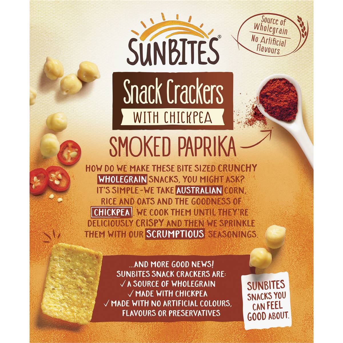 Sunbites Smoked Paprika Snack Crackers With Chickpea 120g Woolworths