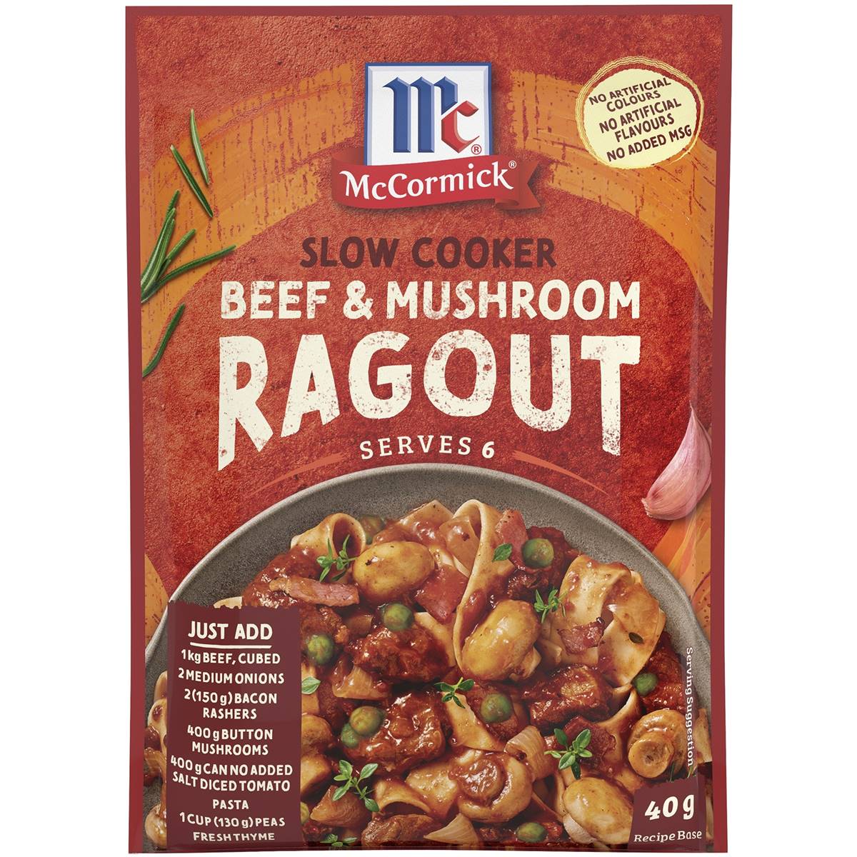 Mccormick Slow Cooker Beef & Mushroom Ragout Recipe Base 40g Woolworths