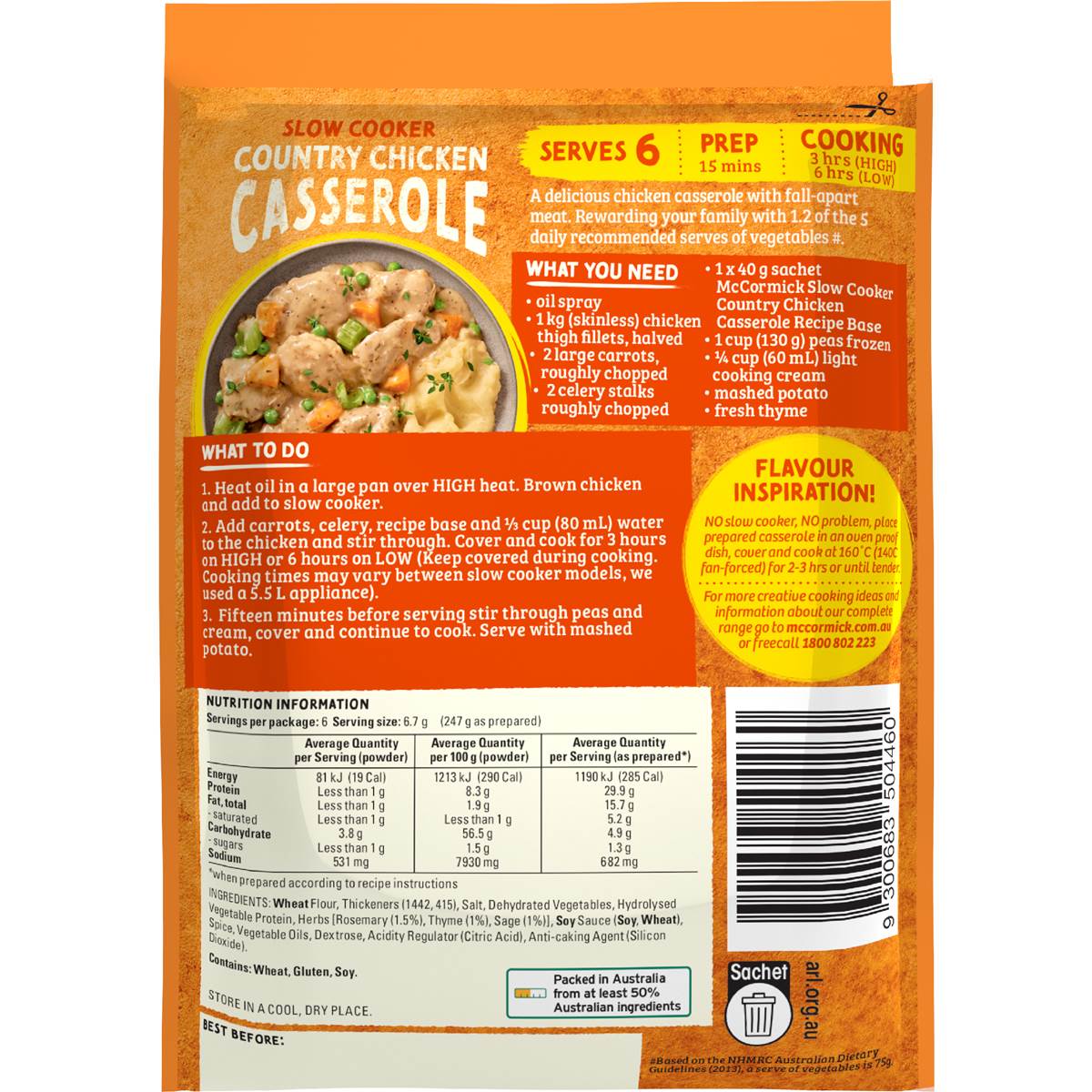 Mccormick Slow Cooker Country Chicken Casserole Recipe Base 40g