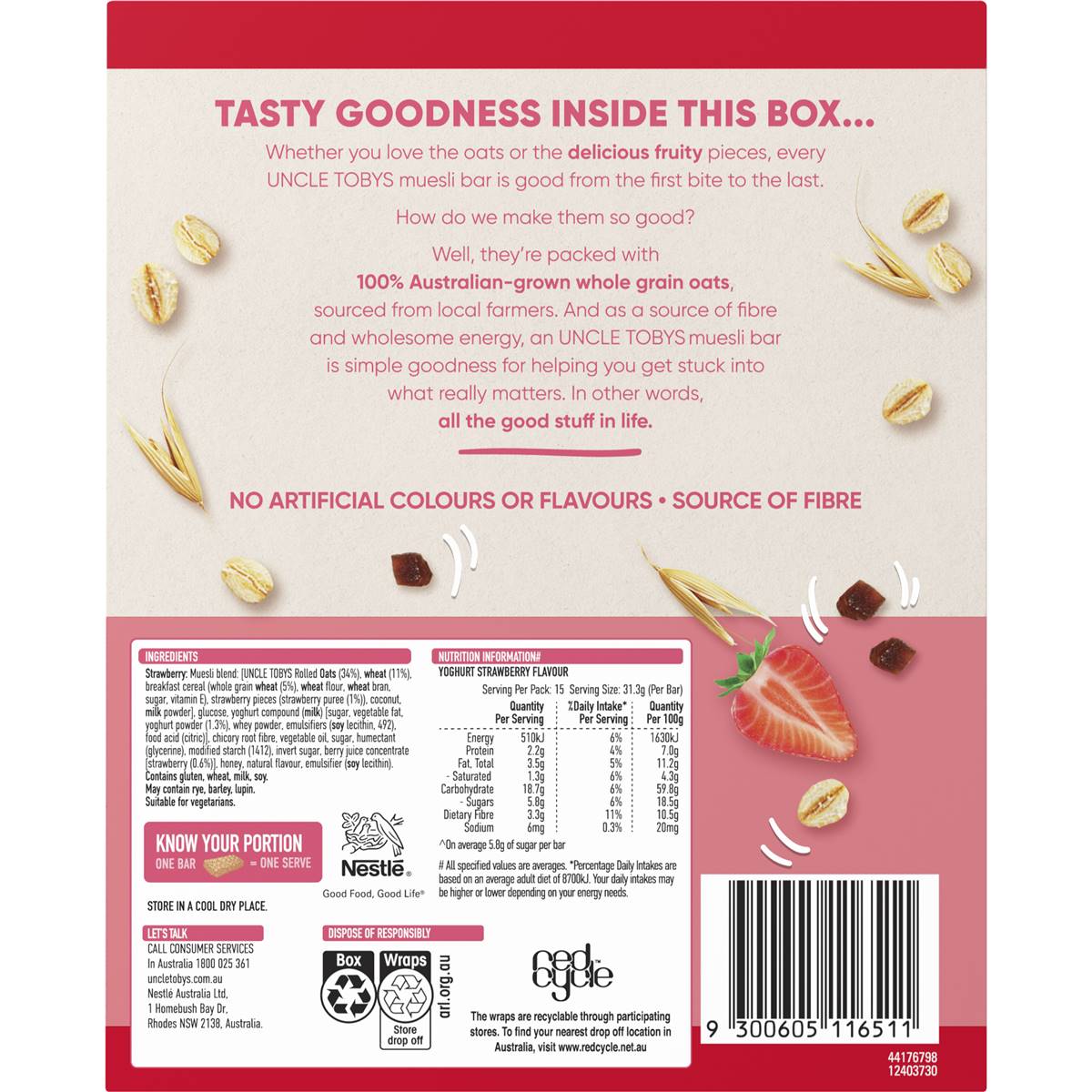 Uncle Tobys Yoghurt Muesli Bars Strawberry 469g Woolworths