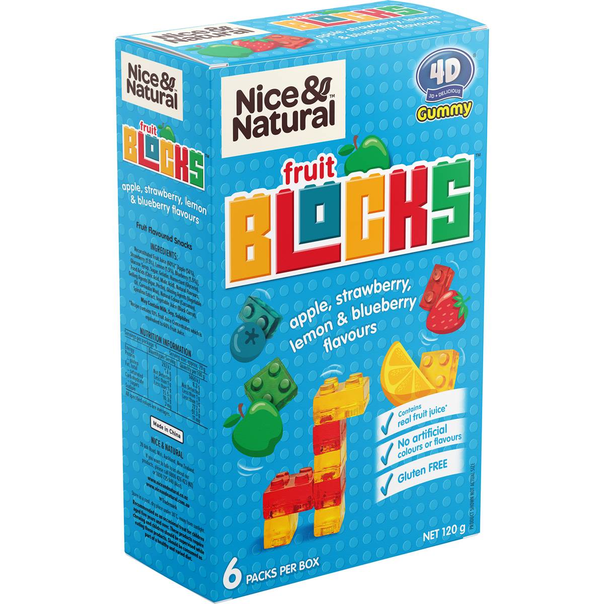 Nice & Natural Fruit Blocks Apple Strawberry Lemon & Raspberry 6 pack