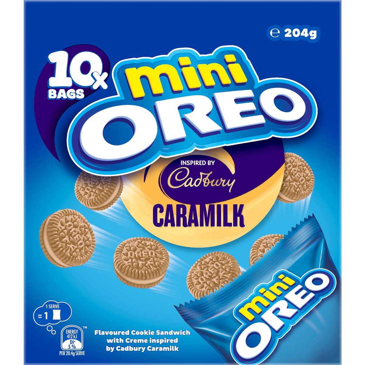 Oreo Mini Cookies Cadbury Caramilk Bags 10 pack 204g