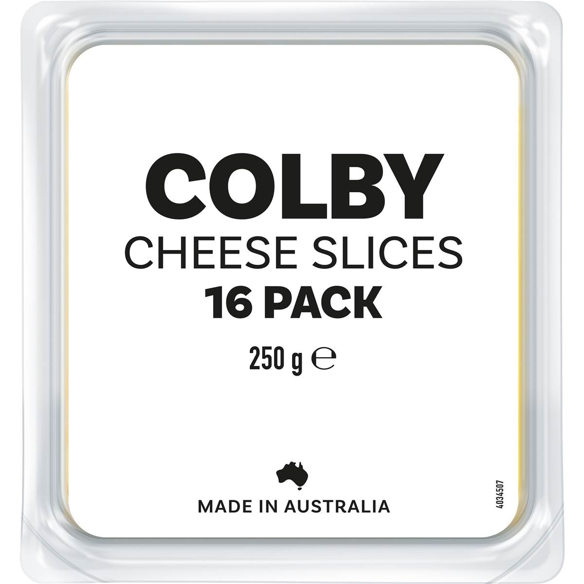 White Label Colby Cheese Slices 16 Pack 250g