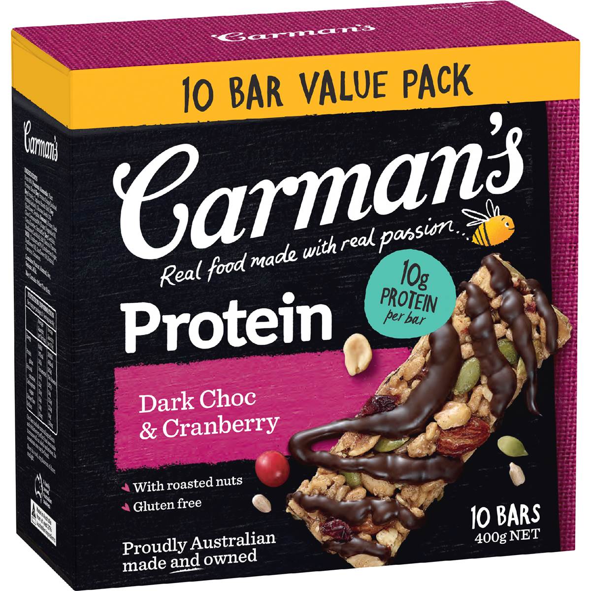 Carman's Protein Choc Cranberry 10 Pack 400g