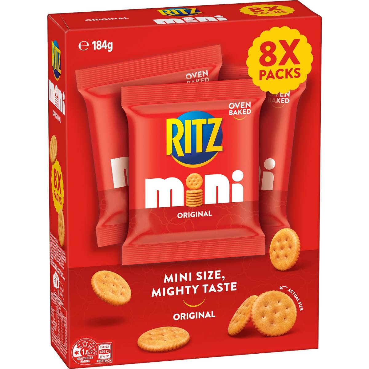 Ritz Mini Crackers Original Flavour Snack Bags 8 pack
