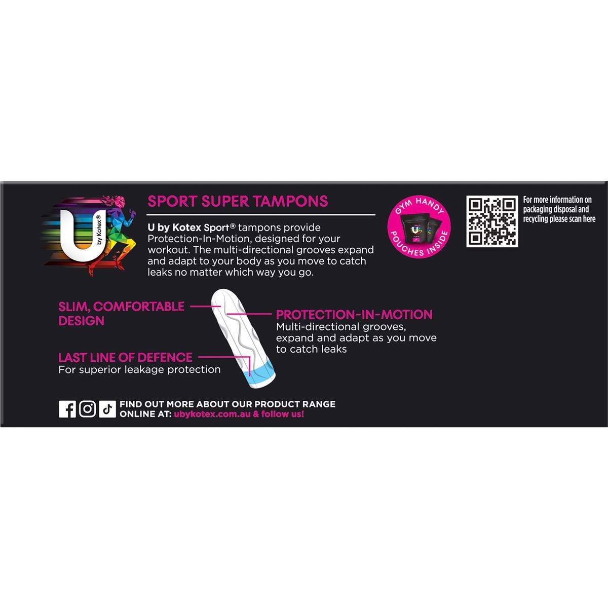 U By Kotex Sport Tampons Super Super 16 Pack Woolworths