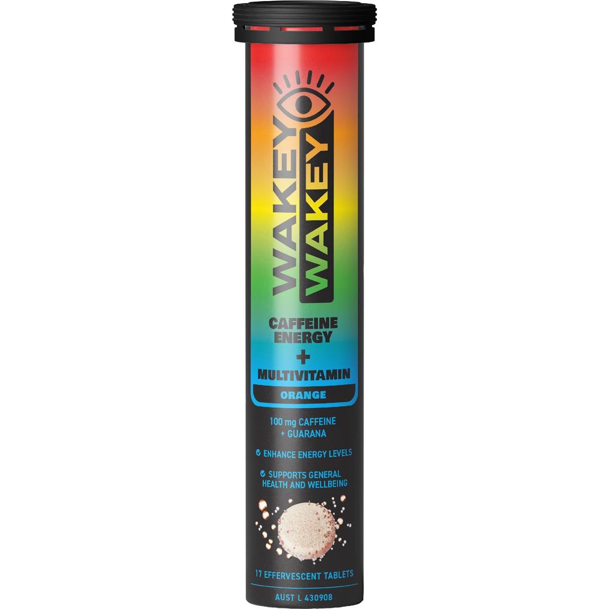 Wakey Wakey Caffeine Energy + Multivitamin Orange Effervescent Tablets 17 pack