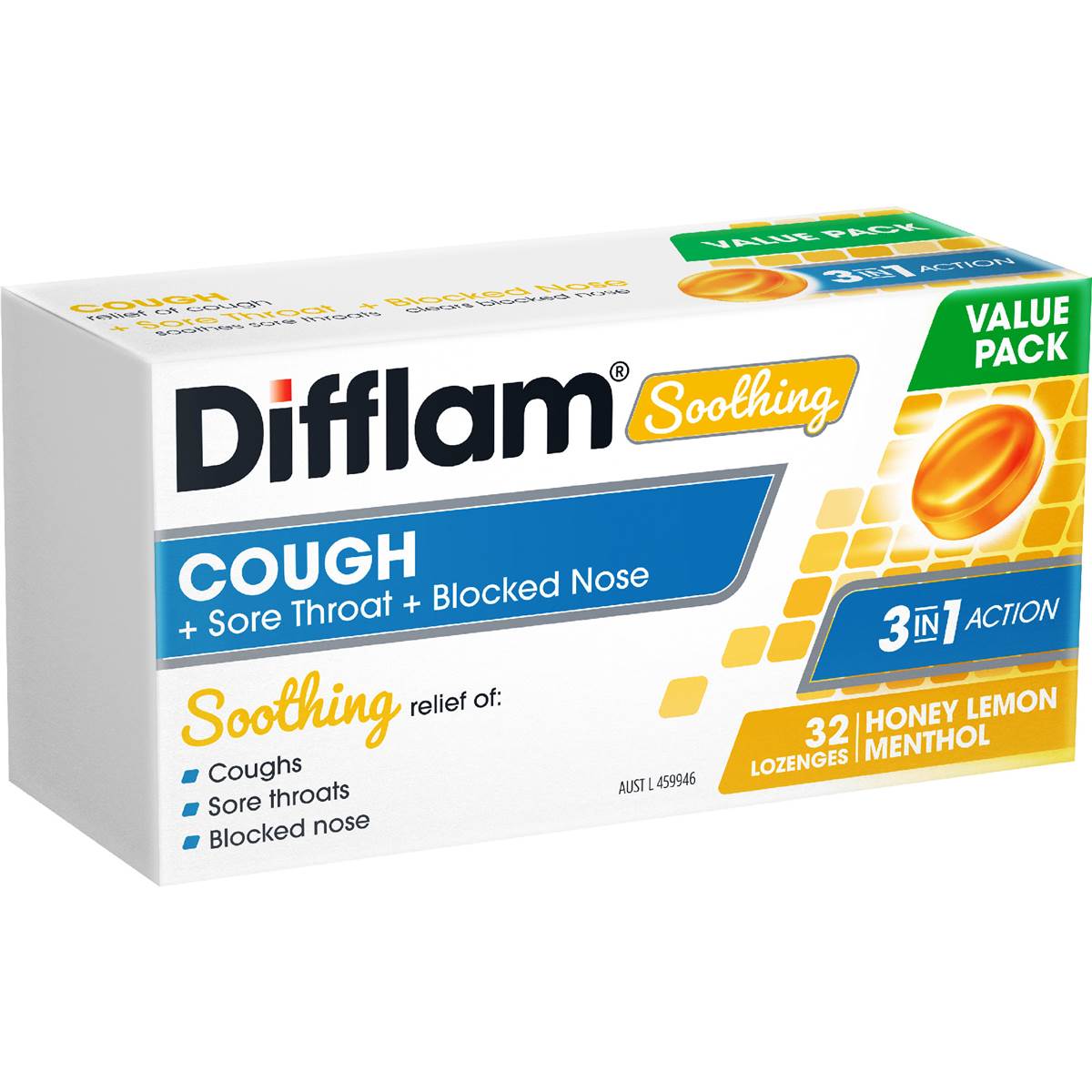 Difflam Soothing Cough Sore Throat & Blocked Nose Lozenges 32 Pack