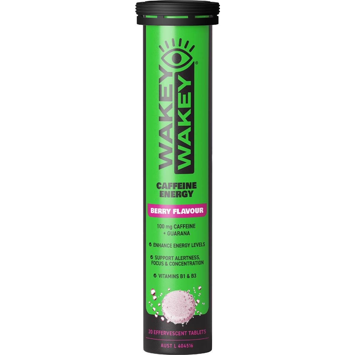 Wakey Wakey Caffeine Energy Berry Effervescent Tablets 20 pack