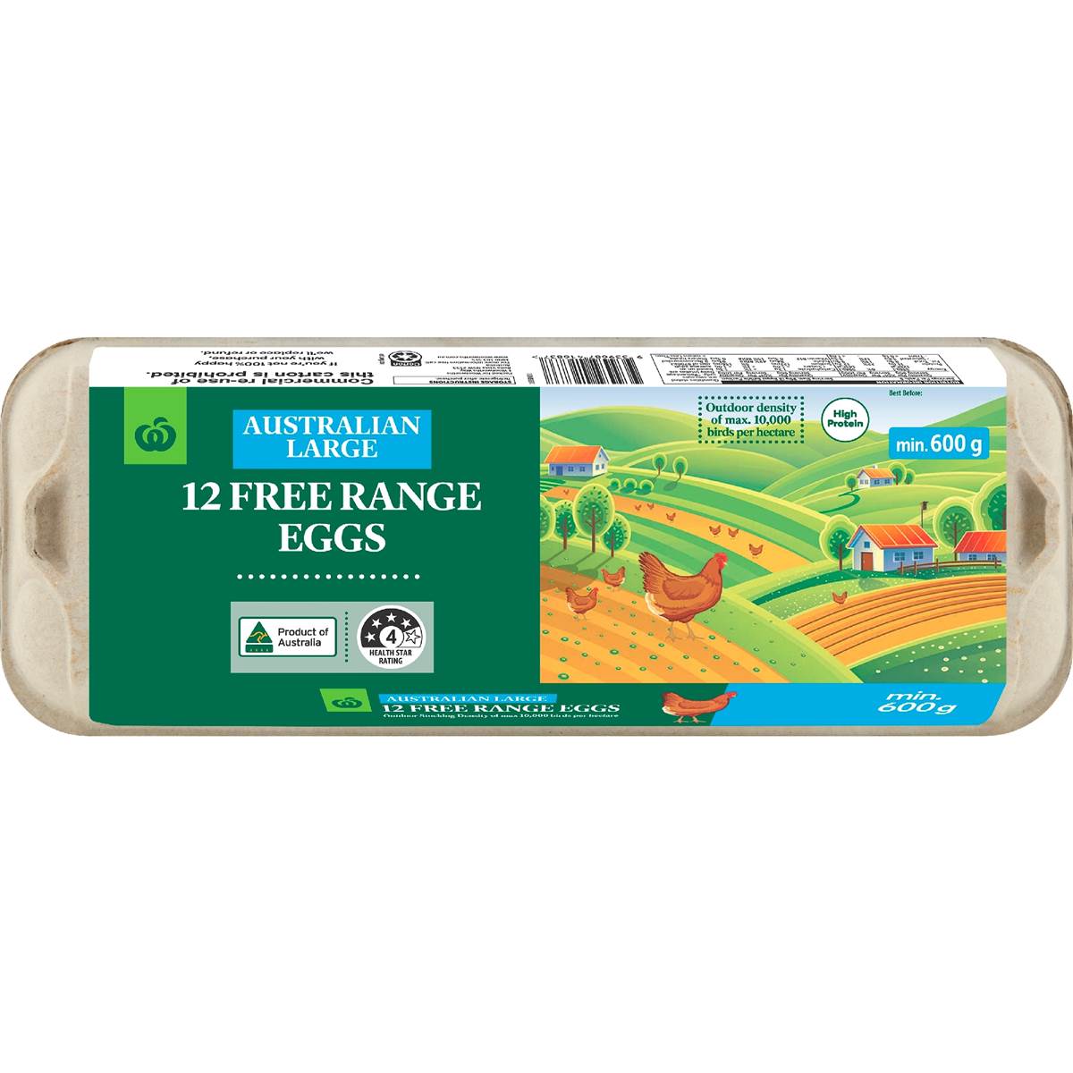 Woolworths 12 Large Free Range Eggs 600g