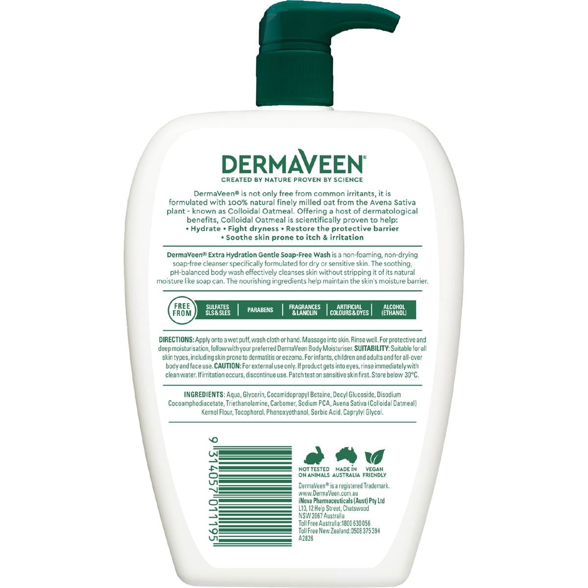 Dermaveen Soapfree Body Wash Oatmeal 500ml Woolworths