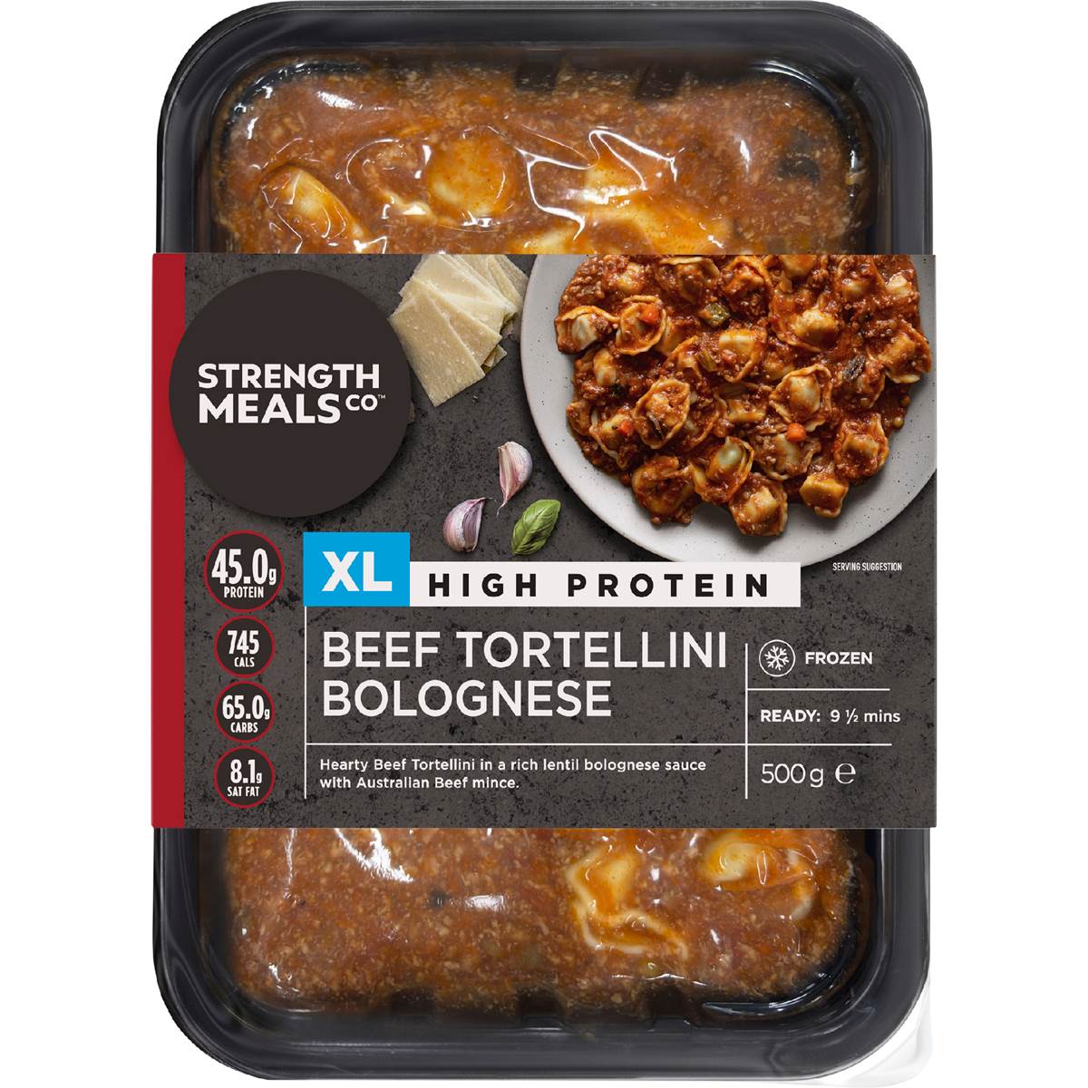 Strength Meals Co Frozen Beef Tortellini Bolognese High Protein 500g
