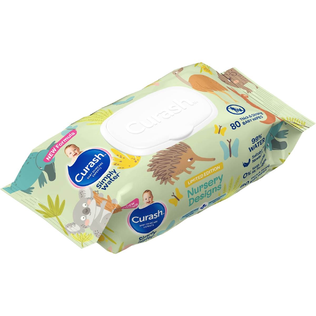 Curash Simply Water Baby Wipes Nursery Designs 80 pack