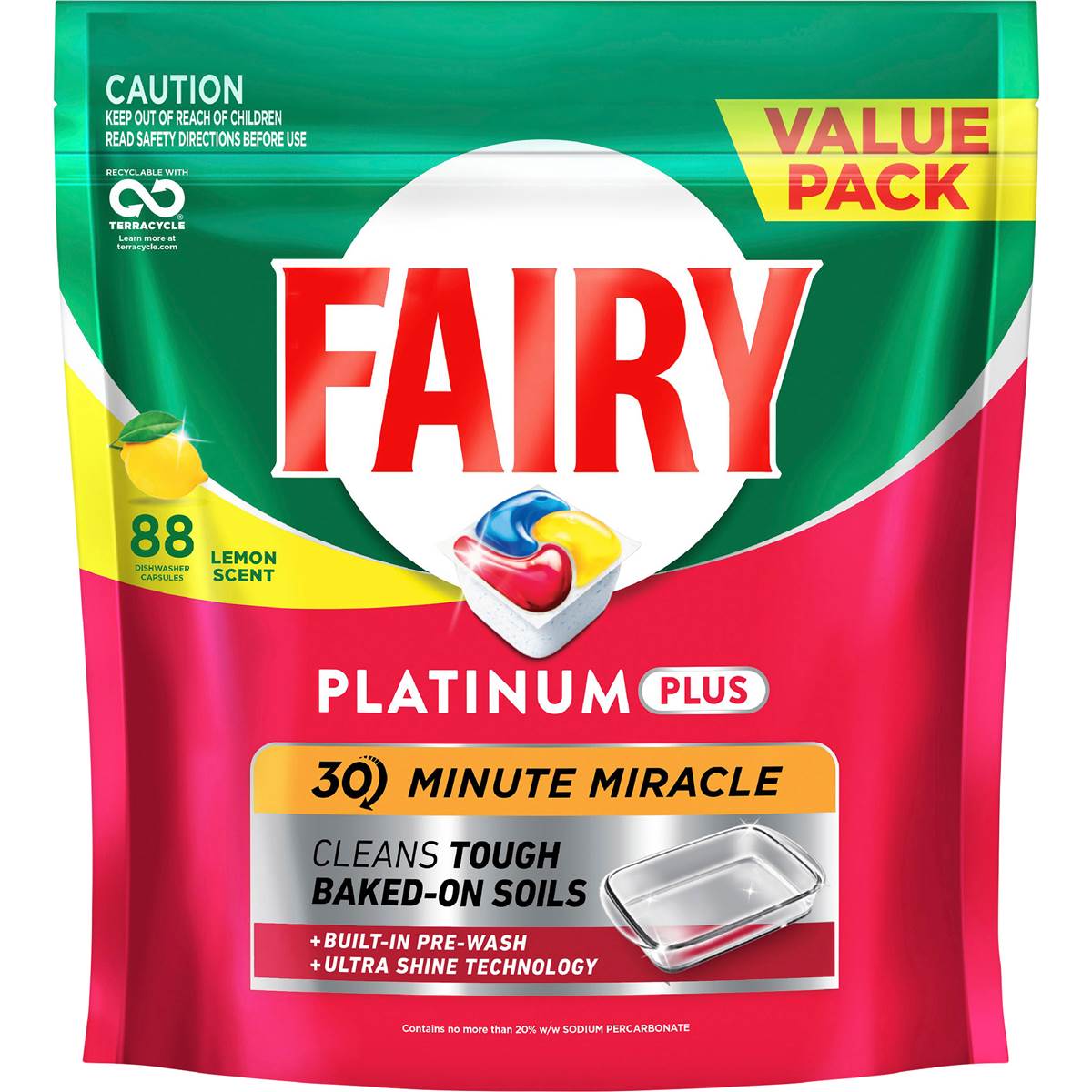 Fairy Platinum Plus Dishwasher Tablets Lemon Scent 88 pack