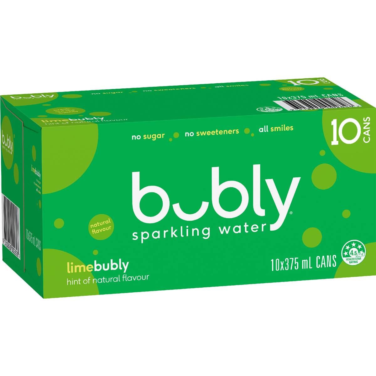 Bubly Sparkling Water Cans Lime 375mL x 10 pack
