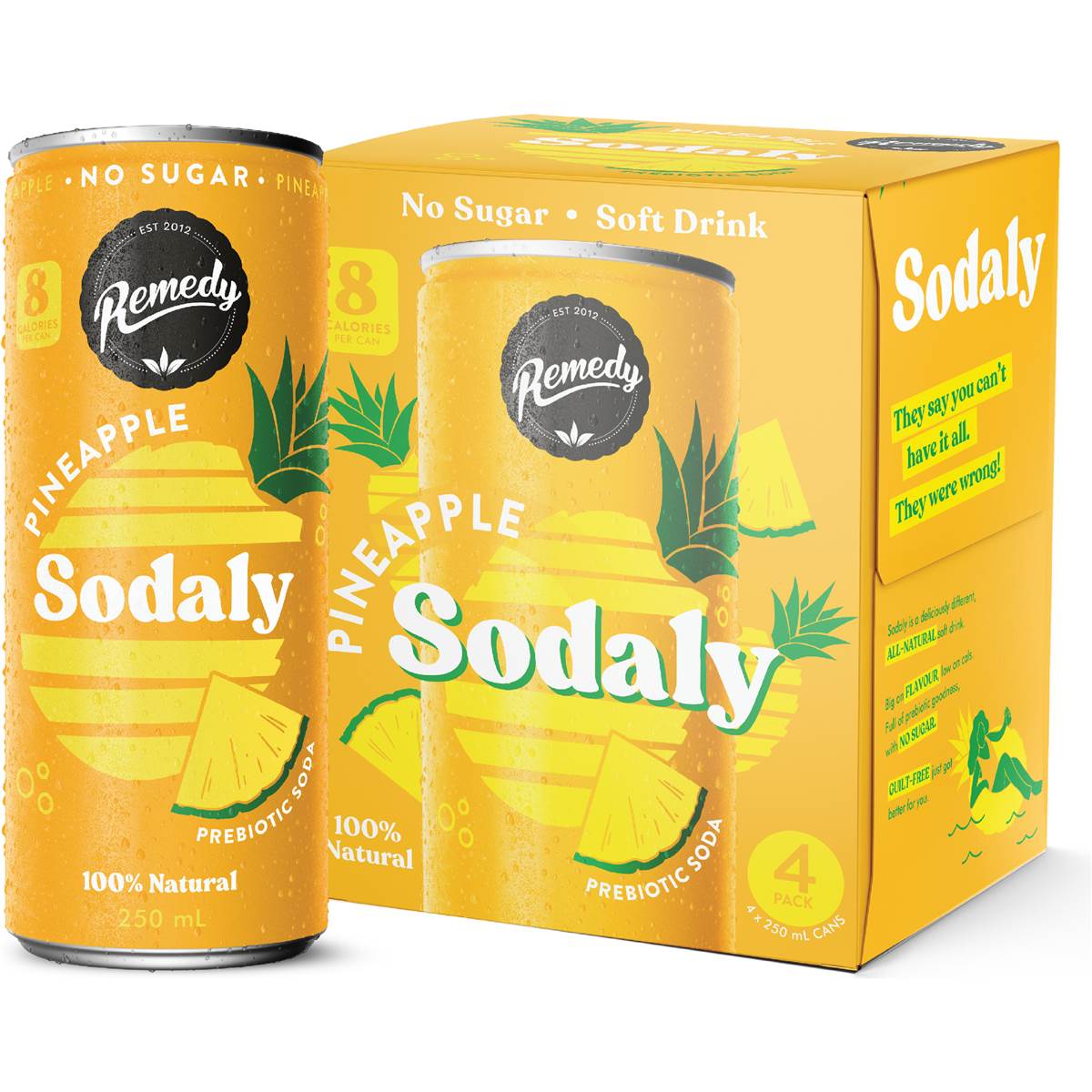 Remedy Sodaly Pineapple 250mL x 4 pack