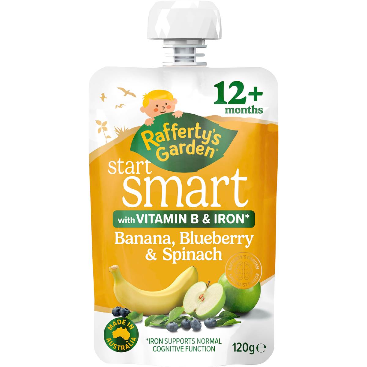 Rafferty's Garden Start Smart Baby Food Pouch Banana Blueberry & Spinach 120g