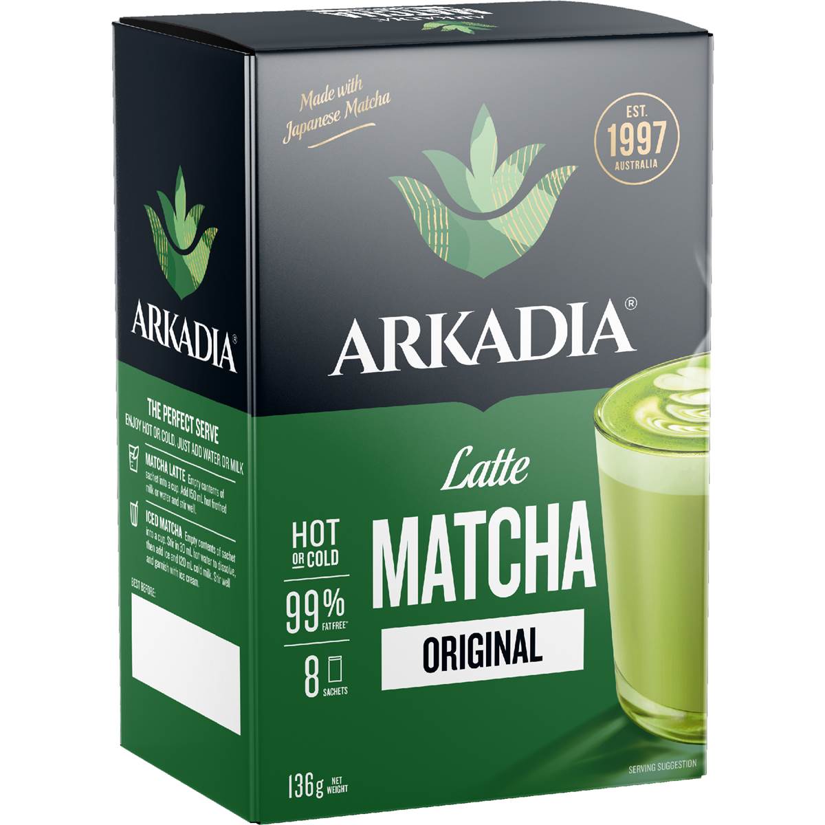 Arkadia Latte Matcha Sachets Original 8 pack