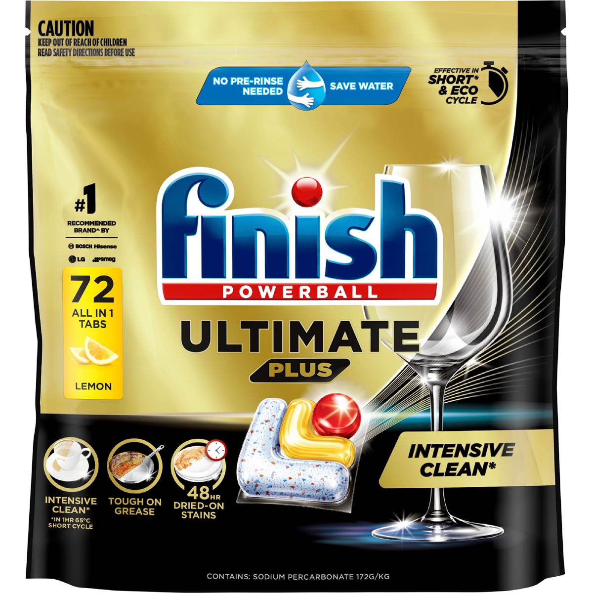 Finish Ultimate Plus Dishwasher Tablets Lemon 72 pack