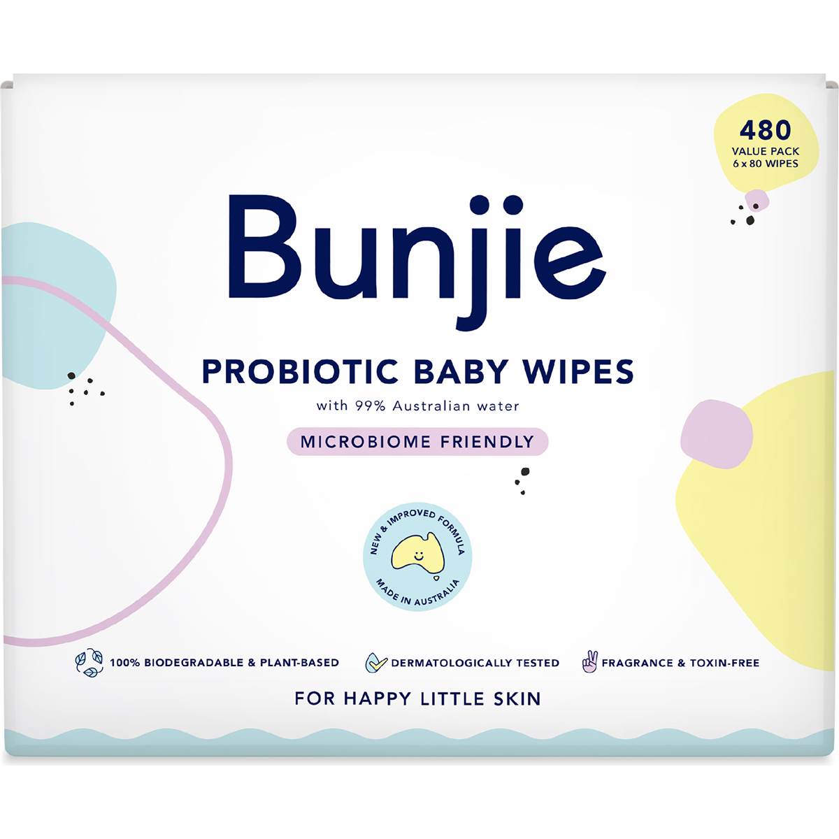 Bunjie Probiotic Baby Wipes Fragrance & Toxin-Free 480 pack