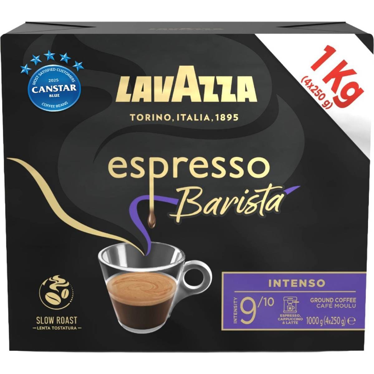 Lavazza Espresso Barista Intenso Ground Coffee 250g x 4 pack