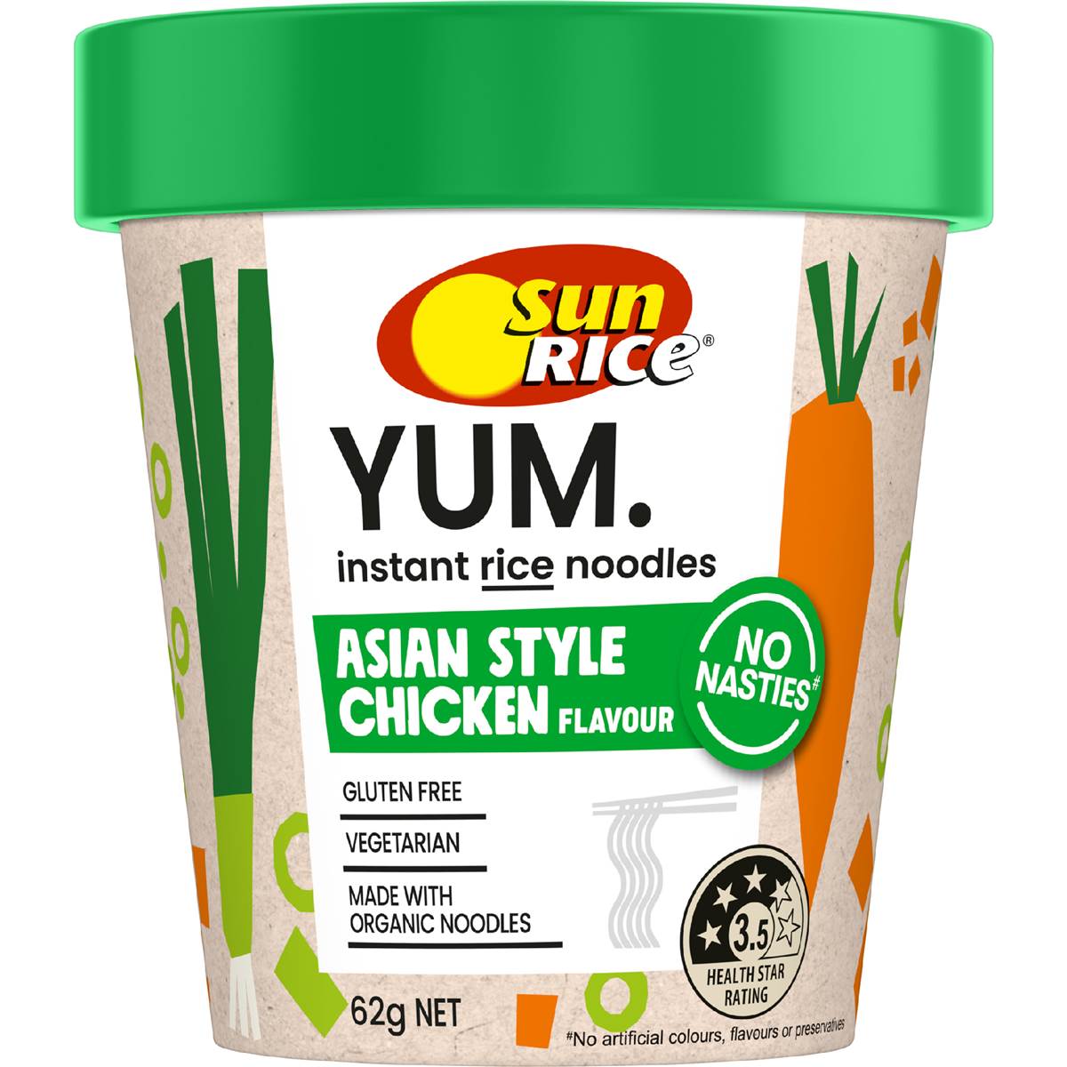 Sunrice Yum Asian Style Chicken Flavour Instant Rice Noodles 62g