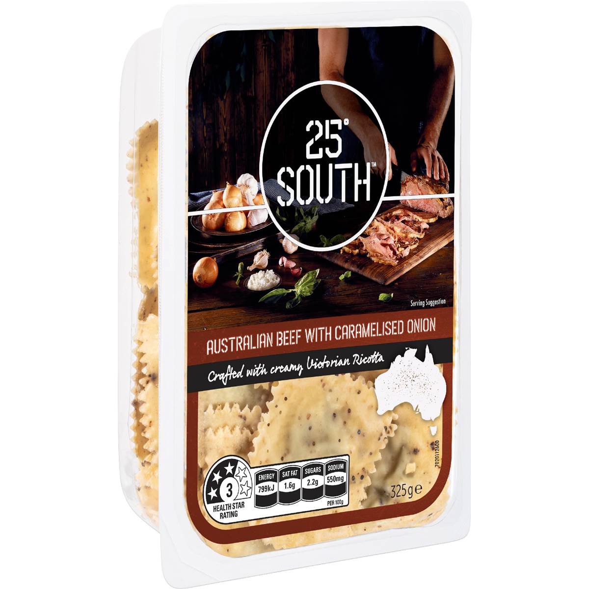 25 Degrees South Beef & Caramelised Onion Ravioli Pasta 325g