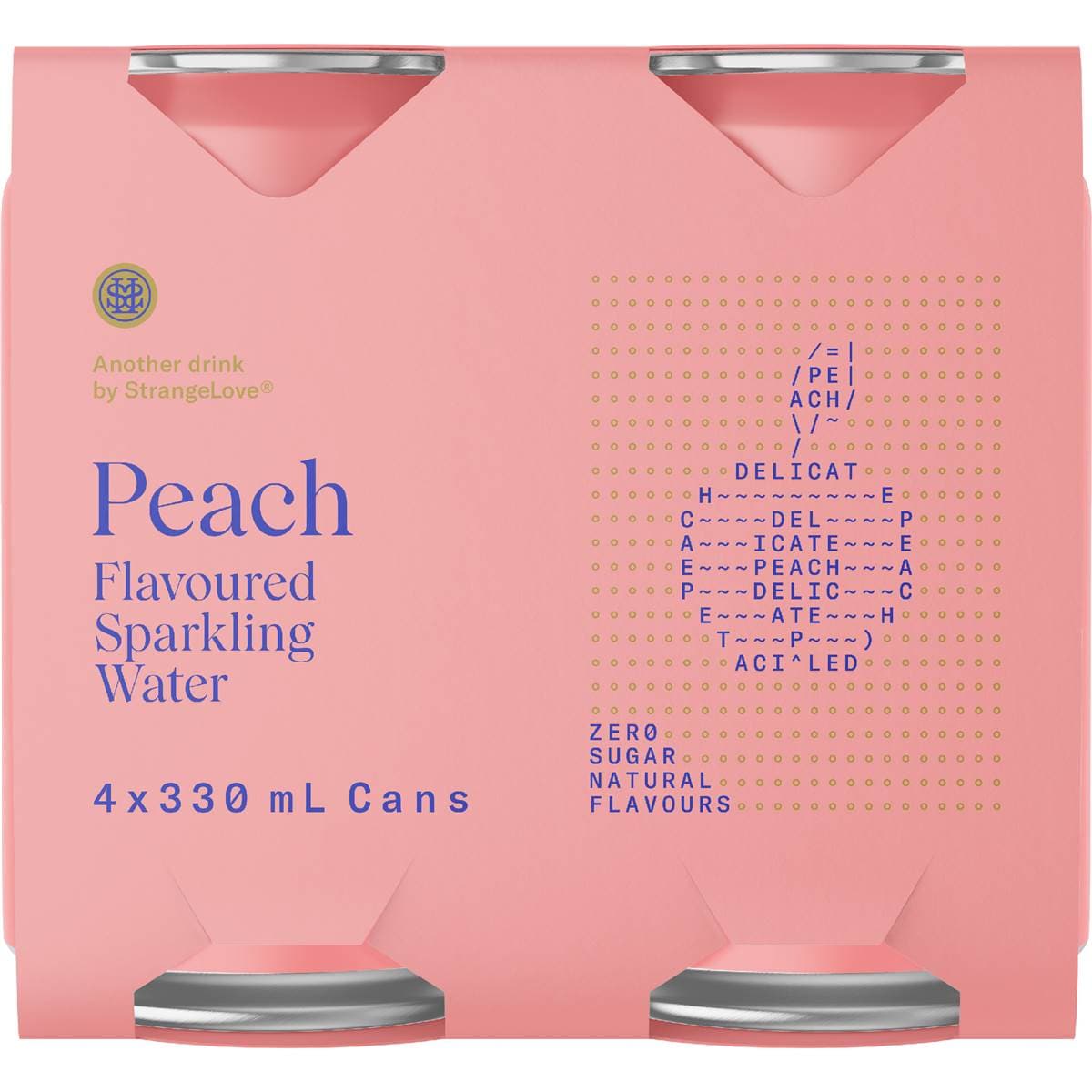 StrangeLove Peach Sparkling Water 330mL x 4 pack