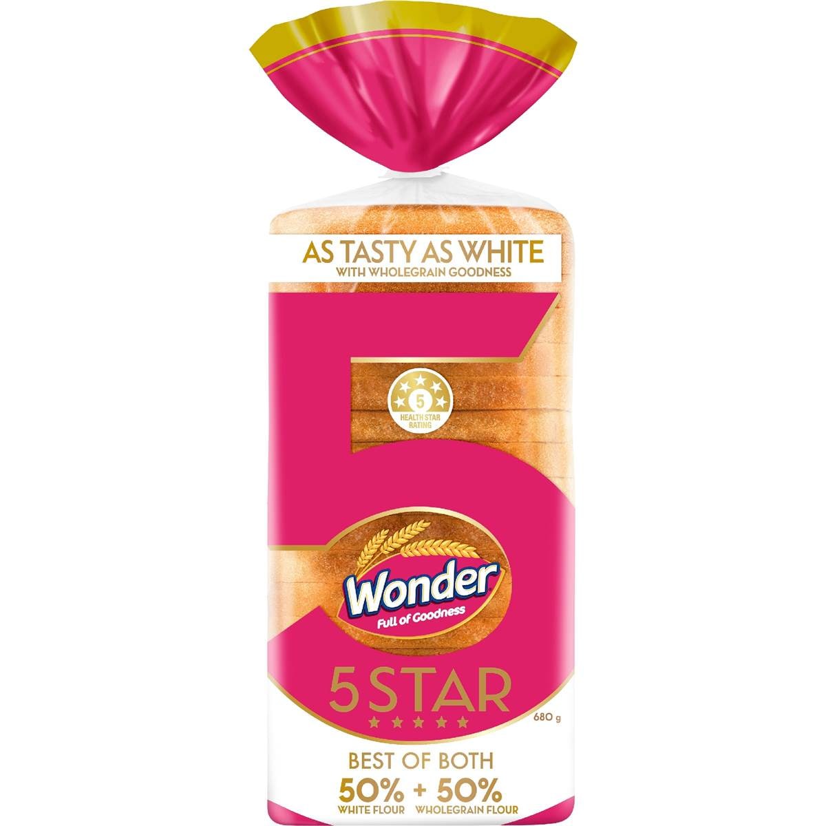 Wonder 5 Star Best Of Both White & Wholegrain Loaf 680g