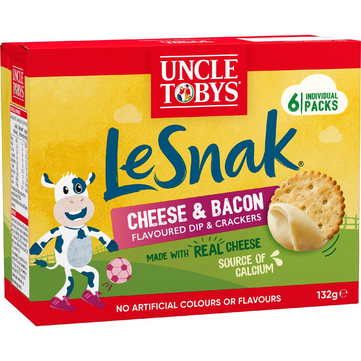 Uncle Tobys Le Snak Cheese & Bacon Dip & Crackers 132g 6 pack