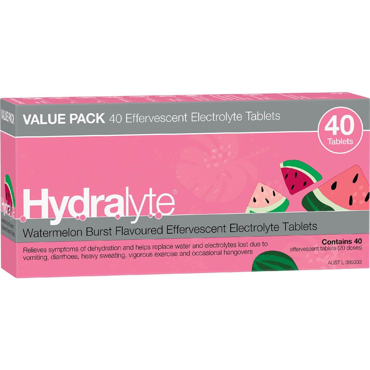 Hydralyte Electrolyte Tablets Watermelon Burst Flovoured 40 pack