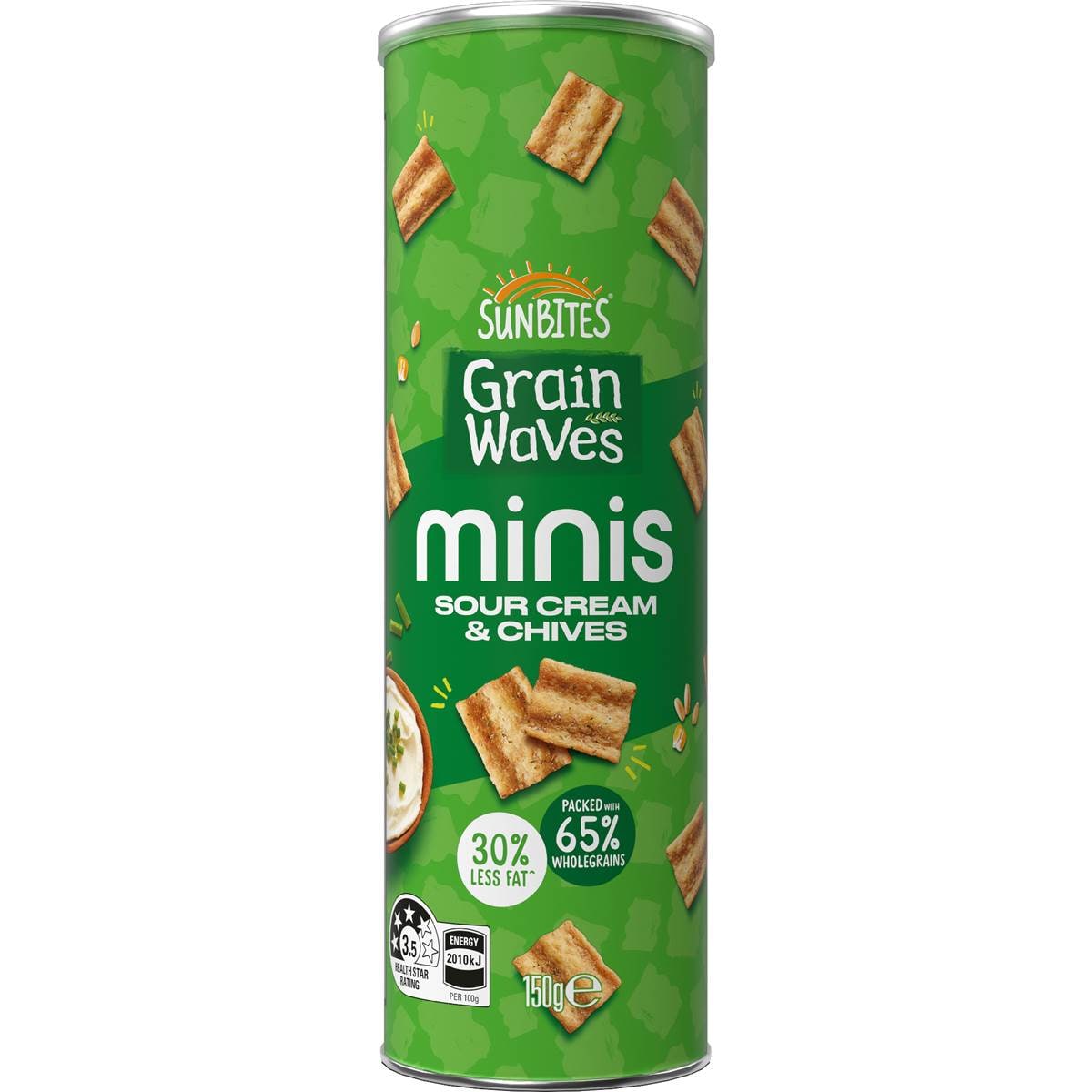 Sunbites Grain Waves Minis Sour Cream & Chives Wholegrain Chips 150g