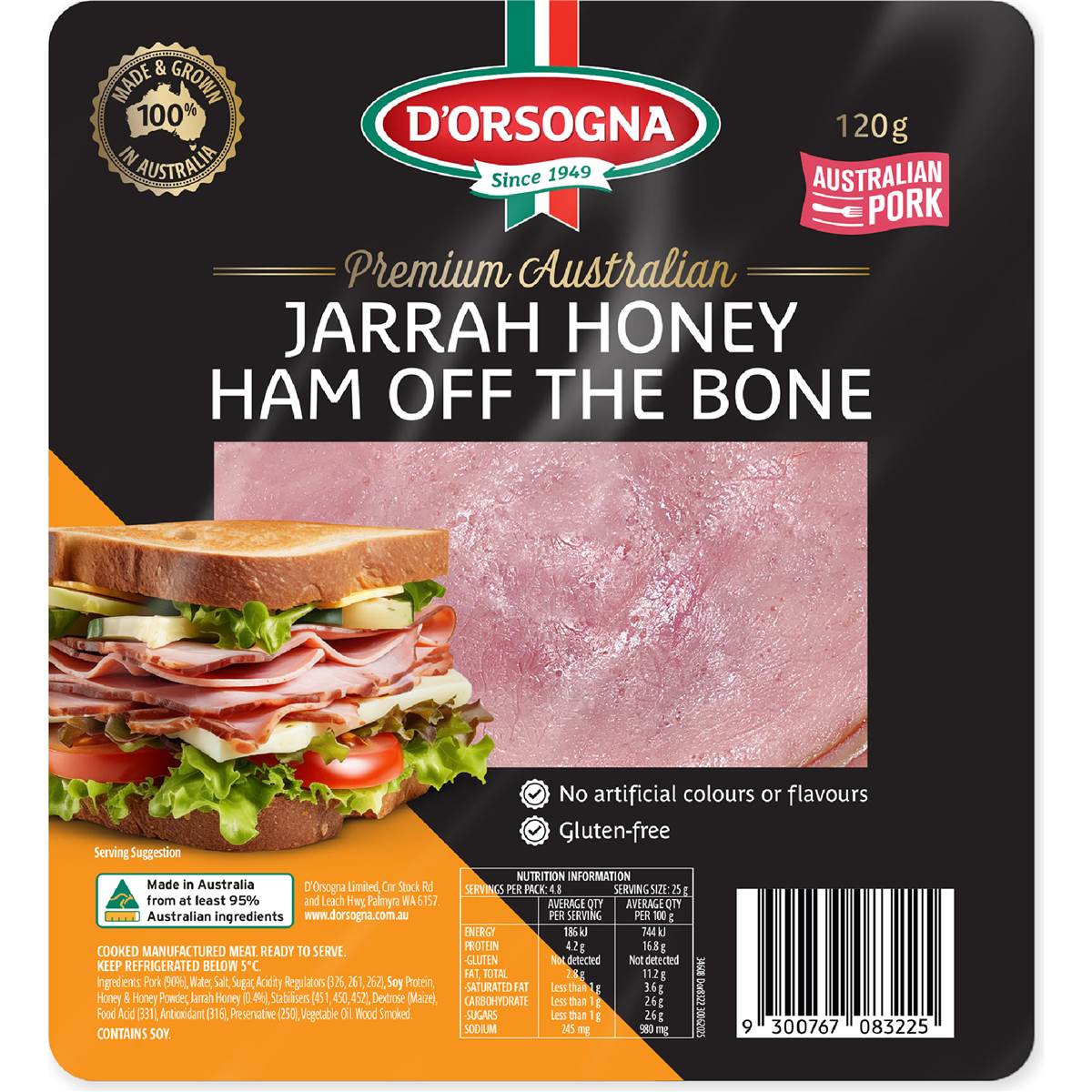 D'orsogna Premium Australian Jarrah Honey Ham Off The Bone 120g