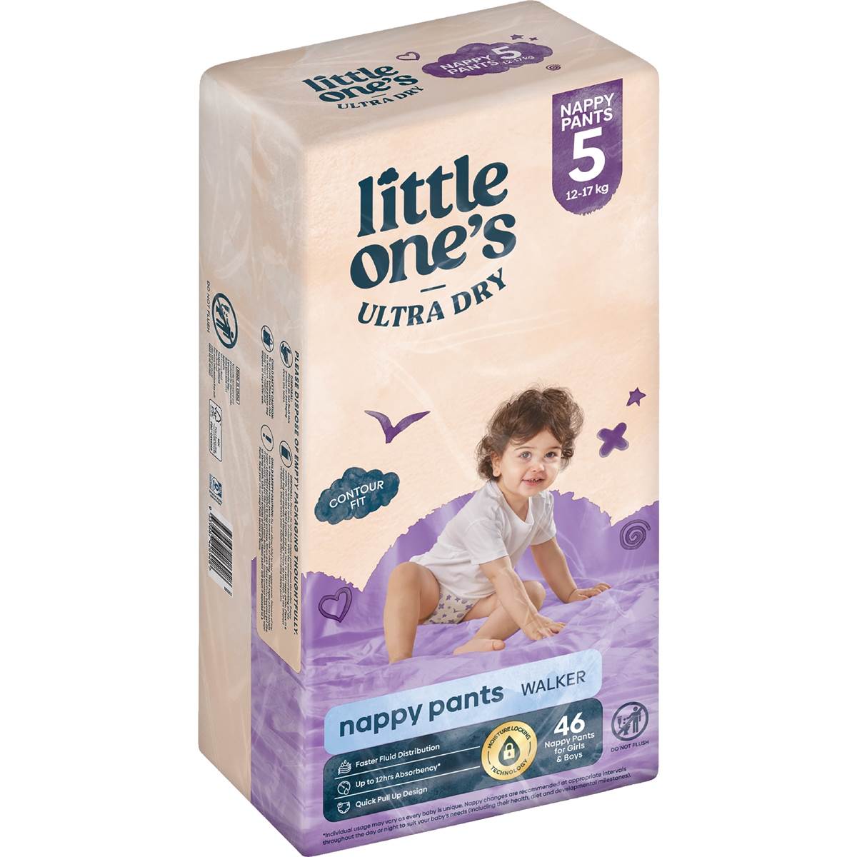 Little One's Nappy Pants Size 5 Walker (12-17kg) 46 pack