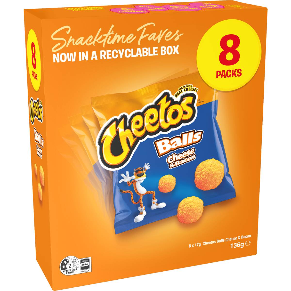 Cheetos Cheese & Bacon Balls 17g x 8 pack
