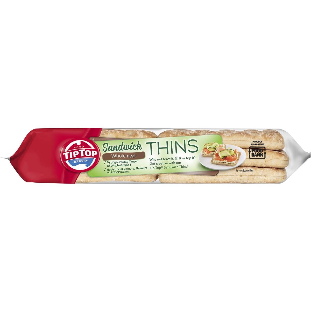 Tip Top Sandwich Thins Wholemeal Bread 6 Pack Woolworths
