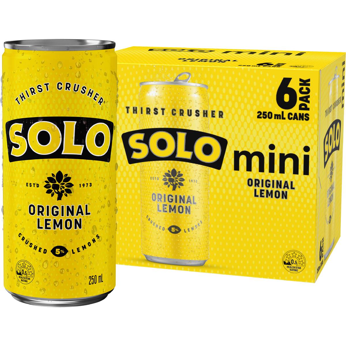 Solo Original Lemon Soft Drink Mini Cans 250mL x 6 pack