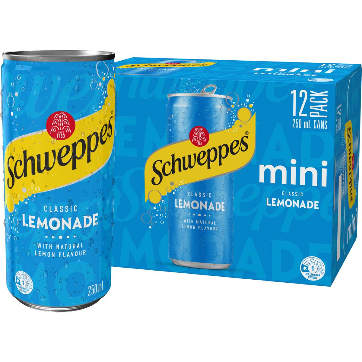 Schweppes Lemonade Soft Drink Mini Cans Multipack 250mL x 12 pack