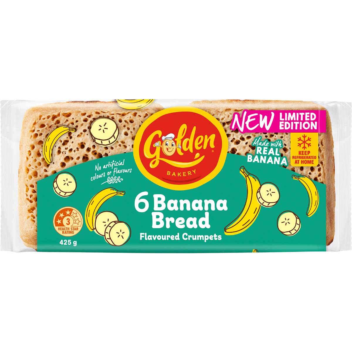 Golden Banana Bread Flavoured Crumpets 6 pack