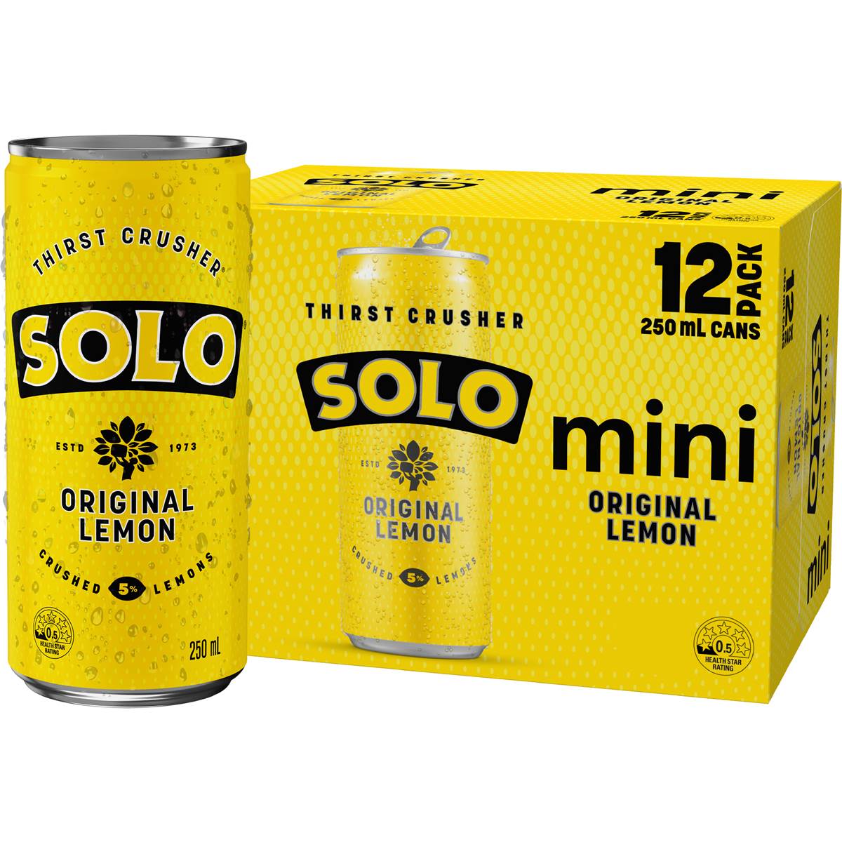 Solo Original Lemon Soft Drink Mini Cans Multipack 250mL x 12 pack