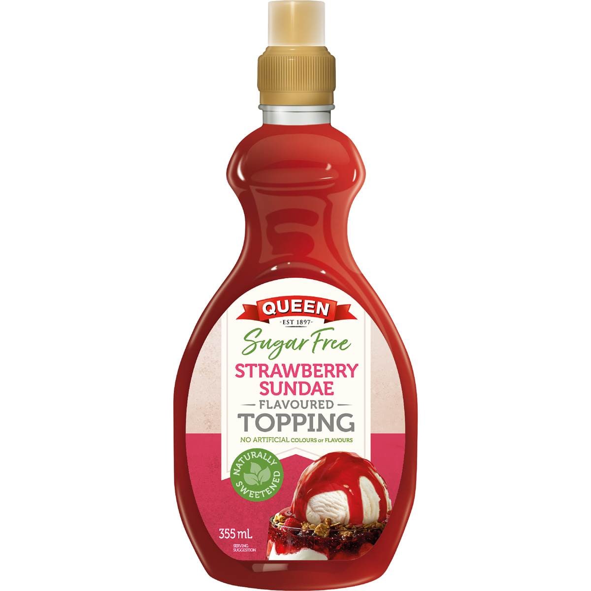 Queen Sugar Free Flavoured Topping Strawberry Sundae 355mL