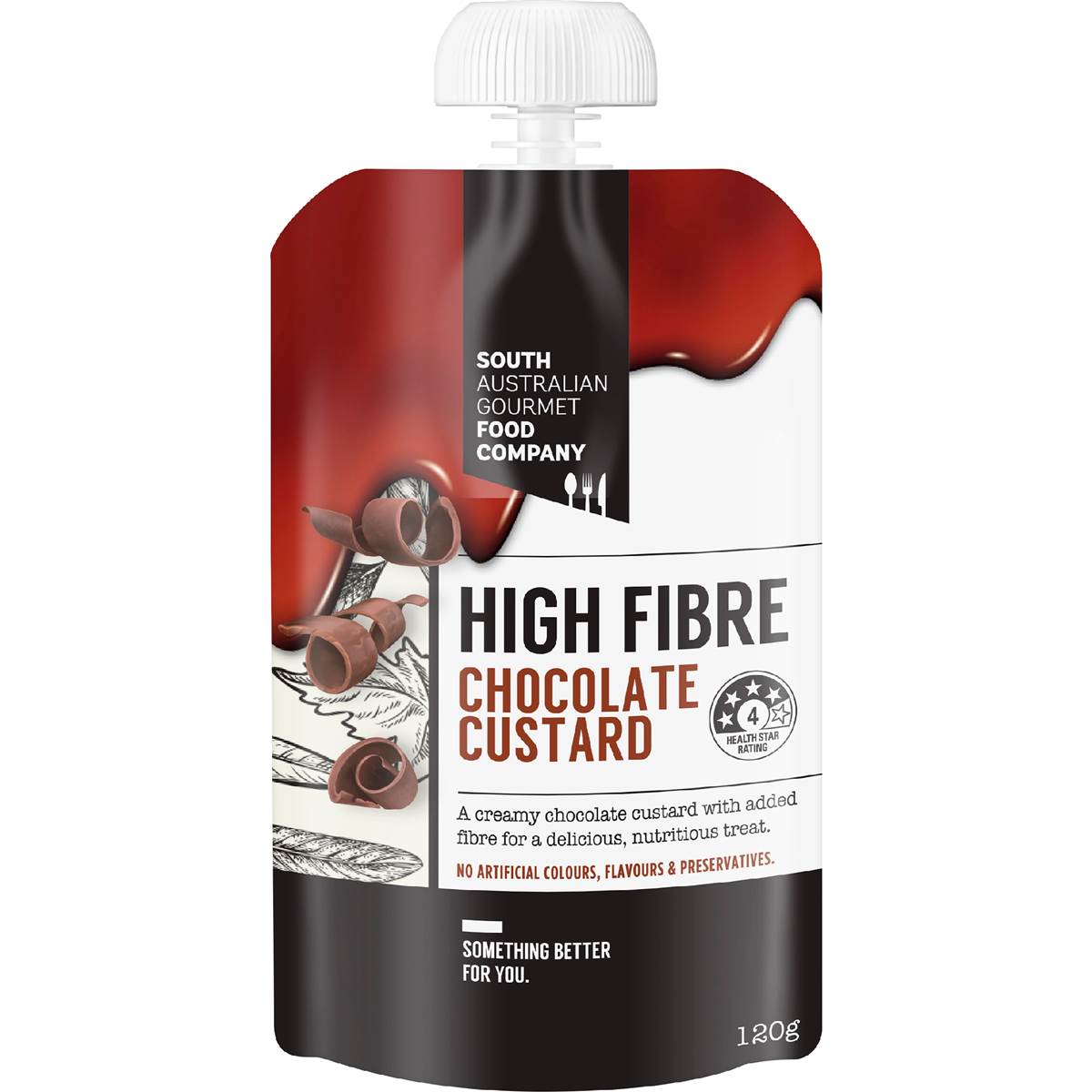 South Australian Gourmet Food Company High Fibre Chocolate Custard 120g
