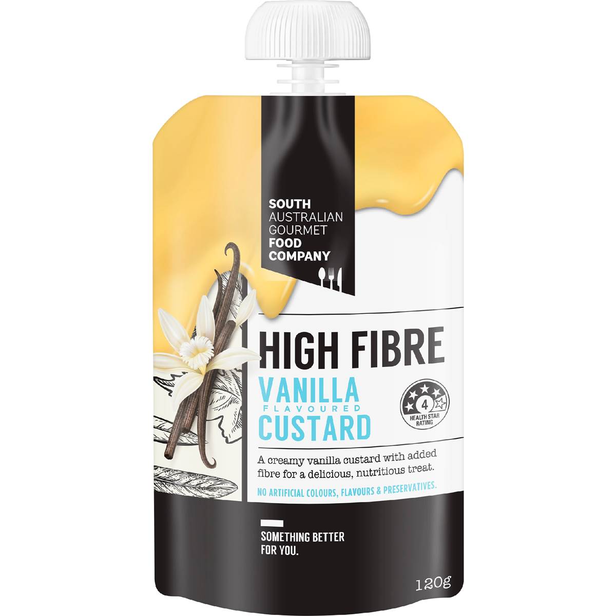 South Australian Gourmet Food Company High Fibre Vanilla Custard 120g