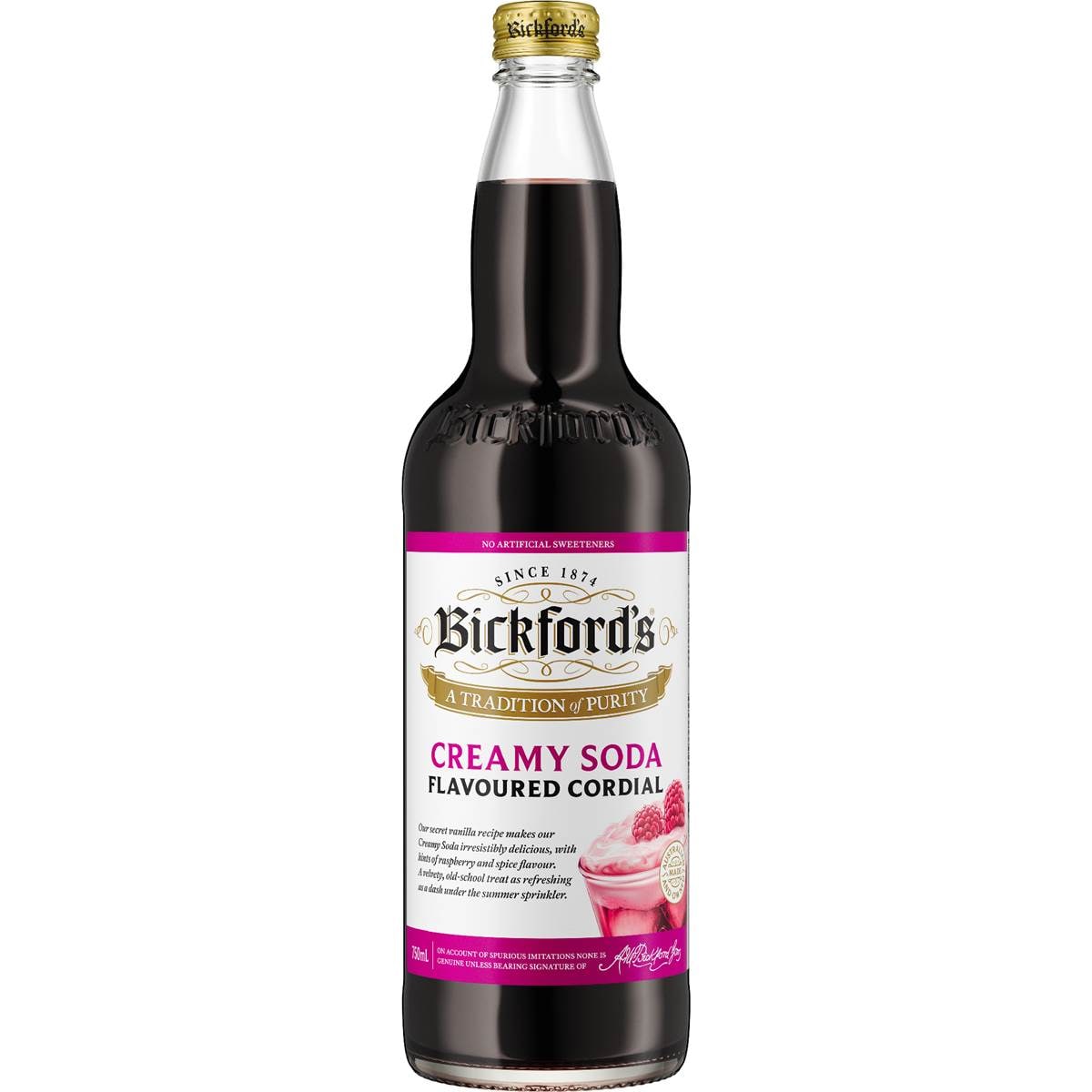 Bickford's Cordial Creamy Soda 750mL